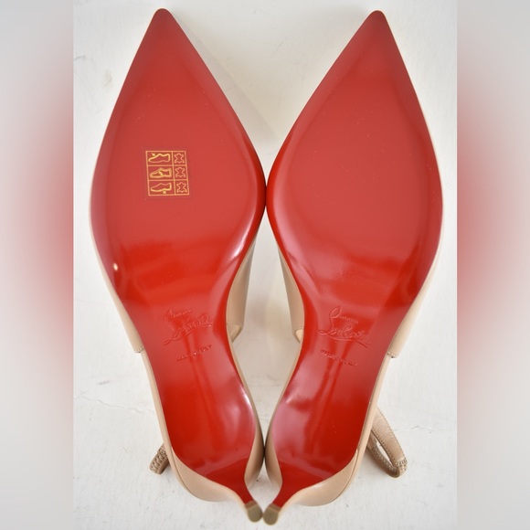 Christian Louboutin Hot Chick Sling 70 Nude Blush Nappa Leather Low Heel Pump 37 - Picture 11 of 11